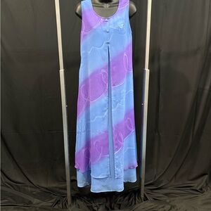 Chiffon Blue and Purple Maxi Dress